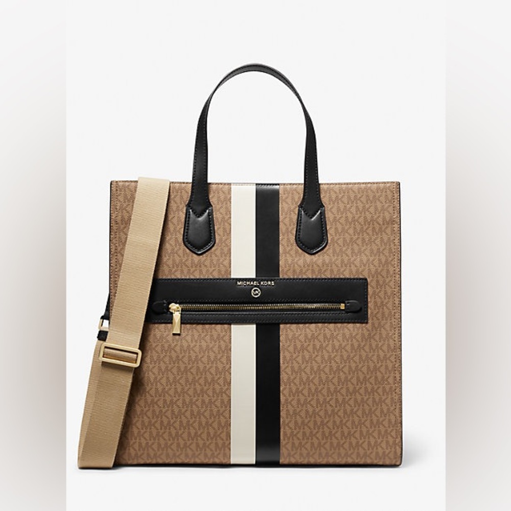 Michael Kors Kempner Large North/South Tote in black/camel